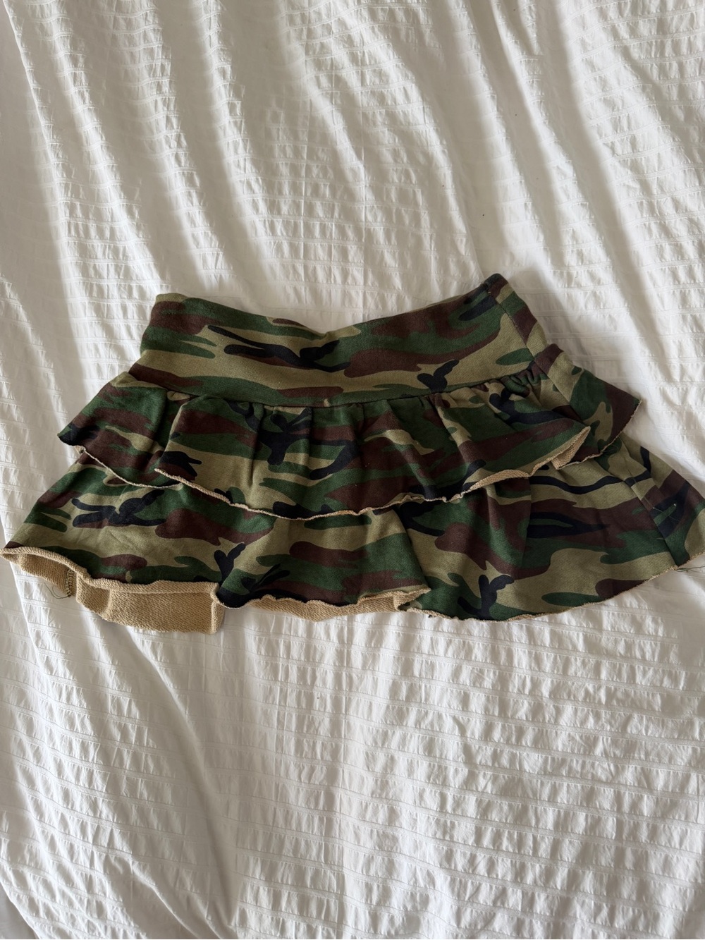 Camo Tiered Ruffle Mini Skirt - Green Camoflague